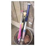 Mixed Lot of Baseball Bats, Balls, and Glove