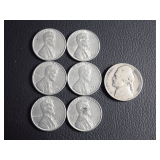 1943 LINCOLN WHEAT STEEL PENNIES & 1941 NICKEL