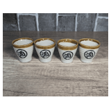 GLAZED STONEWARE SAKE CUPS WITH JAPANESE SYMBOL FOR "SAKE"