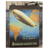 1930S REPRODUCTION GERMAN GRAF ZEPPELIN SOUTH AMERICA TRAVEL POSTER ON CANVAS