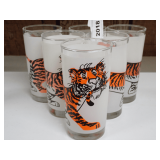 Vintage Tiger Graphic Frosted Glass Set