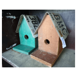 Handmade Birdhouses with License Plate Roofs