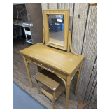 VINTAGE COMPACT VANITY DRESSER WITH MIRROR AND BENCH
