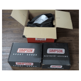 SIMPSON RACING HELMET, SHOES, AND RESTRAINT BELTS