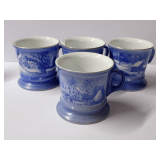 Currier & Ives Blue and White "Homestead Winter" Mugs
