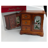 WOOD JEWELRY BOX IN ORIGINAL BOX