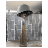 TRENCH ART LAMP MADE FROM MILITARY SHELLS WITH MILITARY HELMET SHADE, MATCHES 4045C