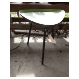 Green Metal Triangular Side Table with Black Legs