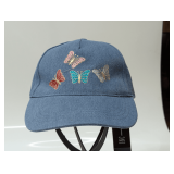 Denim Butterfly Embroidered Baseball Cap