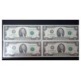 (4) 2013 SEQUENTIAL SERIES $2 BANKNOTES