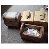 Group of Storage Containers and Shoe Polish Boxes
