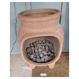 Terracotta Chiminea Fireplace with Floral Relief