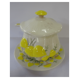 Vintage Arnels Mushroom Ceramic Soup Tureen with Ladle and Plate-Ladle needs repair