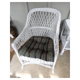 White Wicker Chair with Cushions