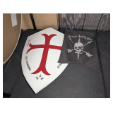 KNIGHTS TEMPLAR SHIELD AND YARD FLAG WITH STAND
