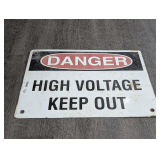 HEAVY METAL SIGN, DANGER HIGH VOLTAGE KEEP OUT