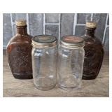 VINTAGE GLASS BOTTLES, FOUR PIECES