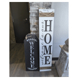 PAIR OF HANGING SIGNS INCLUDING WELCOME AND WELCOME TO OUR HOME WITH SEPARATE ALWAYS BE THANKFUL REVERSE SIDE