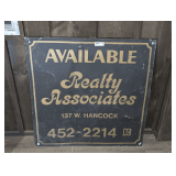 VINTAGE DOUBLE-SIDED METAL REALTY ASSOCIATES SIGN