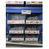 SIX PULL OUT PARTS BIN DRAWERS AND HARDWARE INSIDE