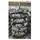 VINTAGE HARDWARE STORE CAROUSEL RETAIL DISPLAY STAND AND ALL PLUMBING PARTS INSIDE