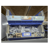 PAIR OF LARGE PLASTIC PARTS BINS, ONE FILLED WITH WATER SUPPLY VALVES