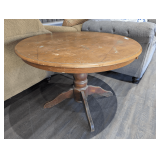 VINTAGE ROUND OAK PEDESTAL DINING TABLE