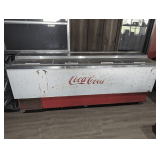 MID-CENTURY CHEST STYLE COCA-COLA RETAIL COOLER ON CASTERS