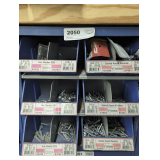 SIX PULL OUT PARTS BIN DRAWERS AND HARDWARE INSIDE