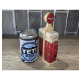 COCA-COLA DRINK MACHINE SALT AND PEPPER SET AND YETI POP TOP LIMITED EDITION EMPTY CAN