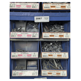 SIX PULL OUT PARTS BIN DRAWERS AND HARDWARE INSIDE