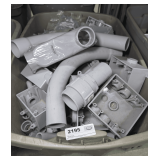 TUB FILLED WITH OUTDOOR PLASTIC JUNCTION BOXES, CONDUIT, AND MORE