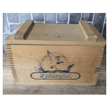 WOODEN REMINGTON AMMO STORAGE BOX WITH DOVETAIL JOINTS