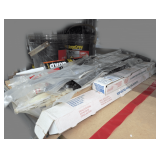 HUGE GROUP OF LARGE ZIP TIES, WINDOW, DOOR & SIDING SEALANT, AND MORE IN SHELF AREA MARKED 2187