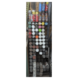 WIRE FRAME PAINT CAN RACK AND CONTENTS