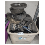 TUB FILLED WITH UTILITY WHEELS AND CASTERS