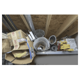 ALL ITEMS ON TOP SHELF MARKED 2212 INCLUDING ROLLED VENT, HEAVY METAL BRACKETS, INSULATION, METAL FLASHING, PIPE INSULATION, GIANT ZIP TIES, AND MORE