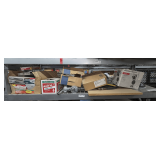 ALL PLUMBING PARTS ON METAL SHELF MARKED 2162 INCLUDING TUB AND SHOWER FAUCET, SLOAN FLUSH METERS, LARGE COLLECTION OF COMMODE WAX RINGS, AND MORE