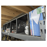 CONTENTS OF TOP SHELF MARKED 2167 INCLUDING VENTILATION FAN WITH LED LIGHT, PLUMBING PARTS, MAP / PROPANE CANISTER TORCHES, AND MORE