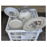 CRATE WITH MATCHING CHRISTMAS CHINA SET