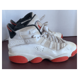 NIKE AIR JORDAN 6 RINGS UNIVERSITY RED BASKETBALL SNEAKERS YOUTH SIZE 4 1/2 (USED/NORMAL WEAR)