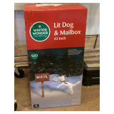 NEW IN BOX WINTER WONDERLAND LIT DOG & 43" MAILBOX