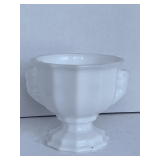 VINTAGE E.O. BRODY WHITE MILK GLASS PEDESTAL BOWL 5 1/2" TALL X 6" ROUND