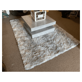 NICE LIGHT GREY SHAG CUSHIONED RUG 60X88
