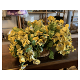 WOVEN BASKET FULL OF SILK PANSIES