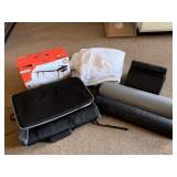 SHELF LOT OF ASSORTED MASSAGE TABLE ACCESSORIES TO INCLUDE CHOJI MASSAGE TABLE WARMER