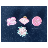 3 MACON CHERRY BLOSSOM PINS (1986, 1987, 1988) & 1 CHERRY BLOSSOM STICK ON