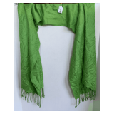 PASHMINA GREEN TASSEL SCARF/WRAP