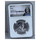 NGC GRADED PF66 SILVER PROOF 1963 FRANKLIN HALF DOLLAR