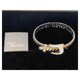 STEEL BY DESIGN STAINLESS BANGLE BRACELET WITH CRYSTAL BUCKLE